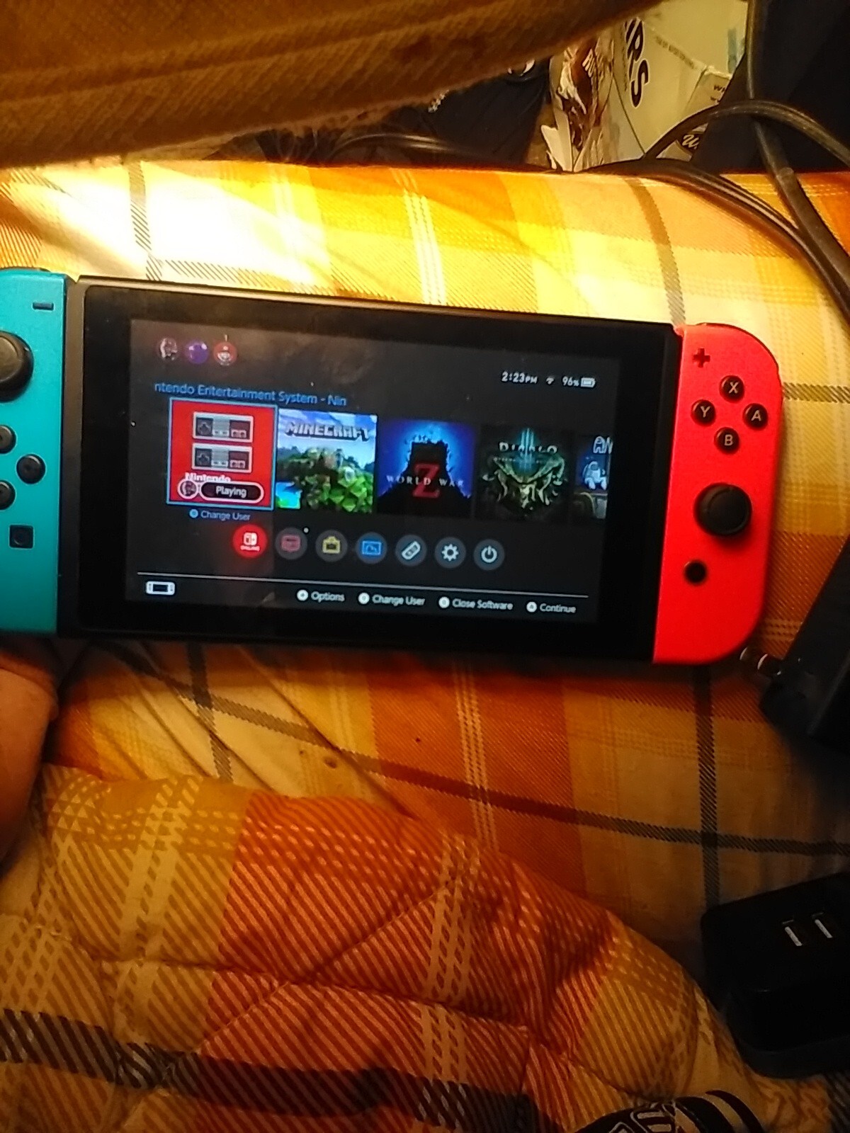 Nintendo Switch HAC-001(-01) with Blue and Red Joy-Con Controllers and Mario…