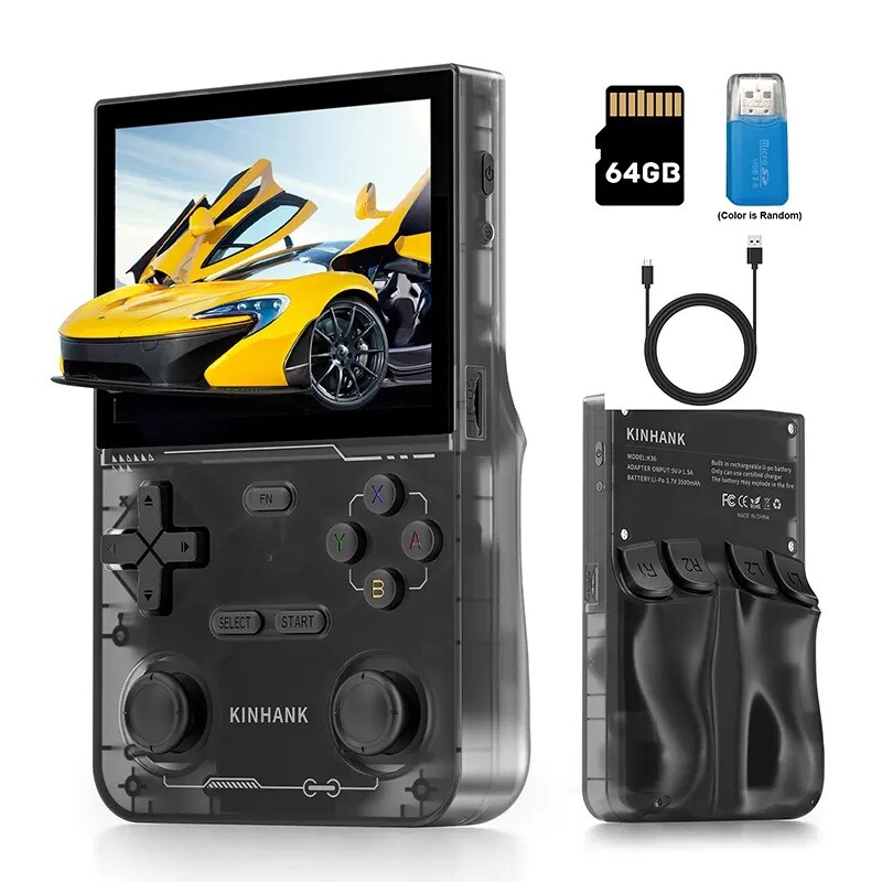 K36 Retro Handheld Video Game Console 16000+ Retro Games Emulator 3.5 in – Black