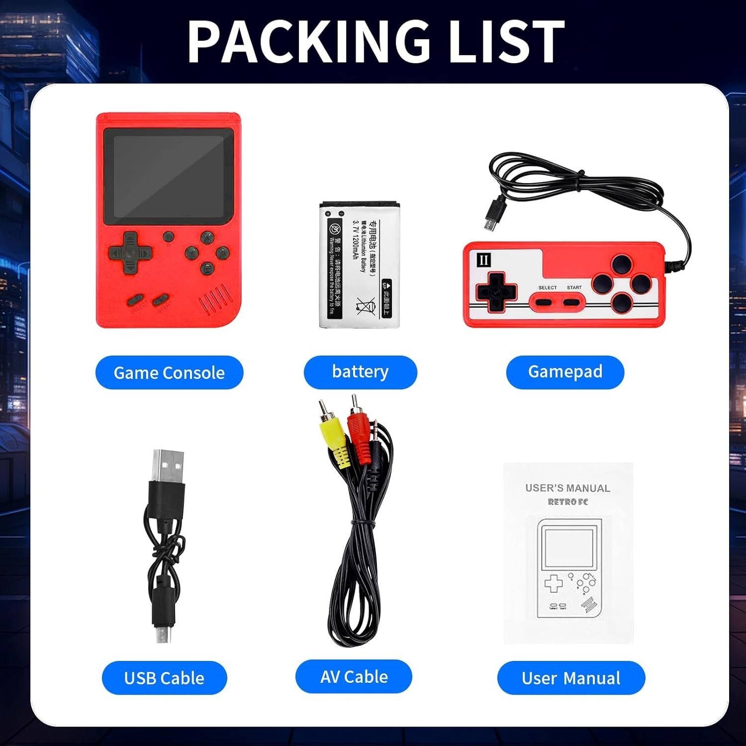 NEW 400 Games Retro Handheld Game Console Video Game Player FunGiftRandom Color