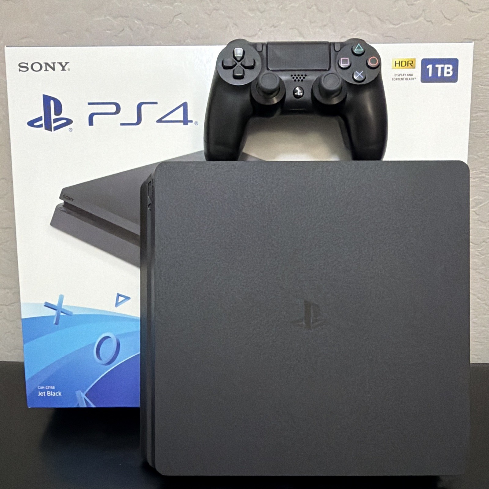 Sony PlayStation 4 pro Slim 1TB Jet Black Console HDR Wi-Fi HDMI USB-A Ethernet