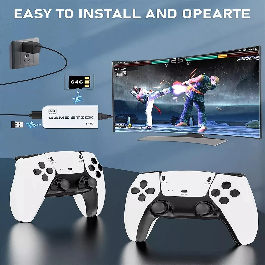 M15 4K HD Retro Game Stick Console 64GB 128GB 256GB 2 Wireless Controllers