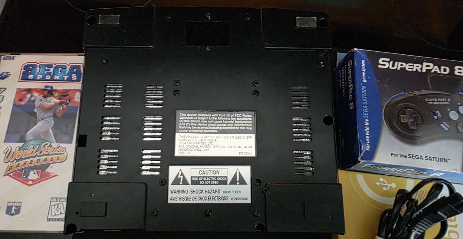Sega Saturn Black Console MK-80000 w/ Controller, AV, Power Cable & One Game