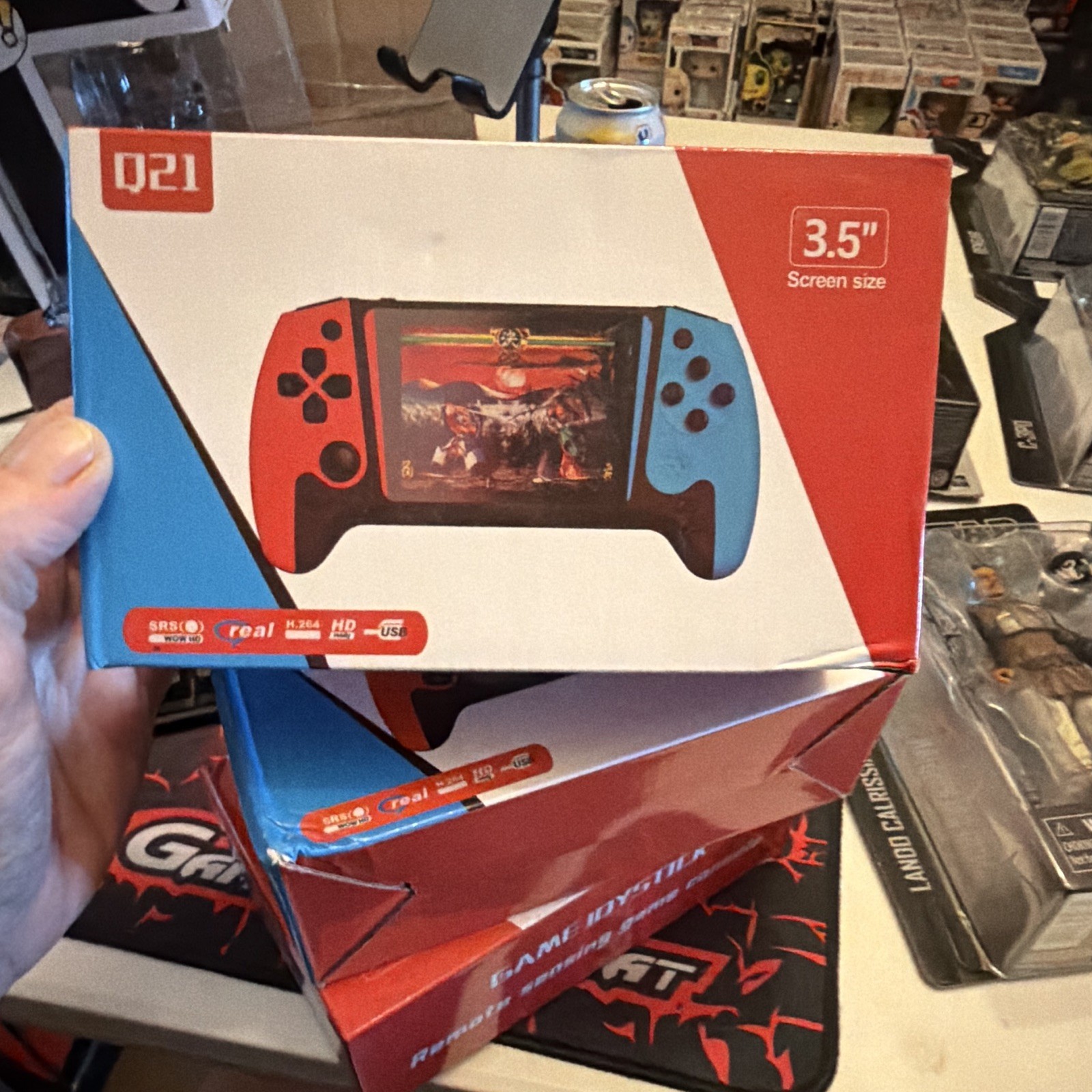 Q21 3.5 in Handheld Game Console, USB Rechargeable Battery, HD, Red/Blue