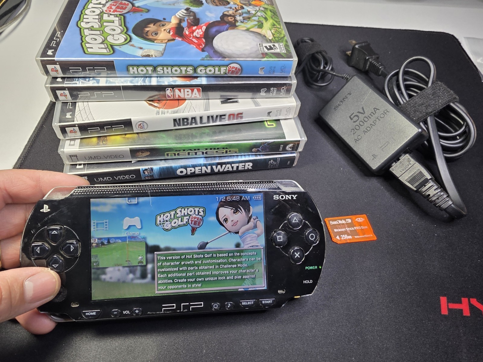 Sony PSP-1001 Black with Charger Battery 256mb Memory Stick + 2UMD + 3 Games ⚠️