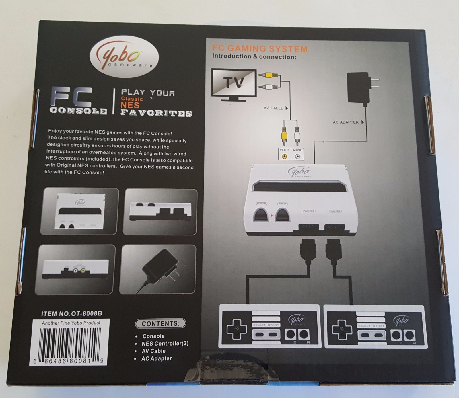 MINT NEW Black/White Yobo Fc Video Game System to play NES 8 Bit Nintendo Games