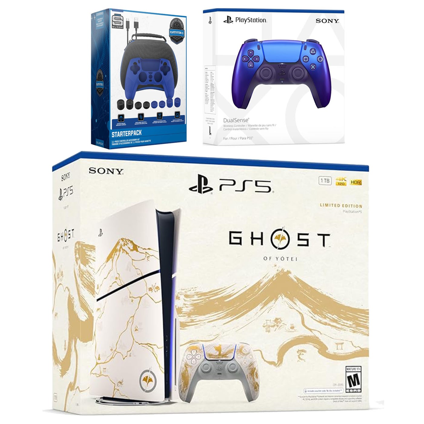 Sony PS5 Ghost of Yotei Disc + Extra Controller + Accessory Kit – Indigo