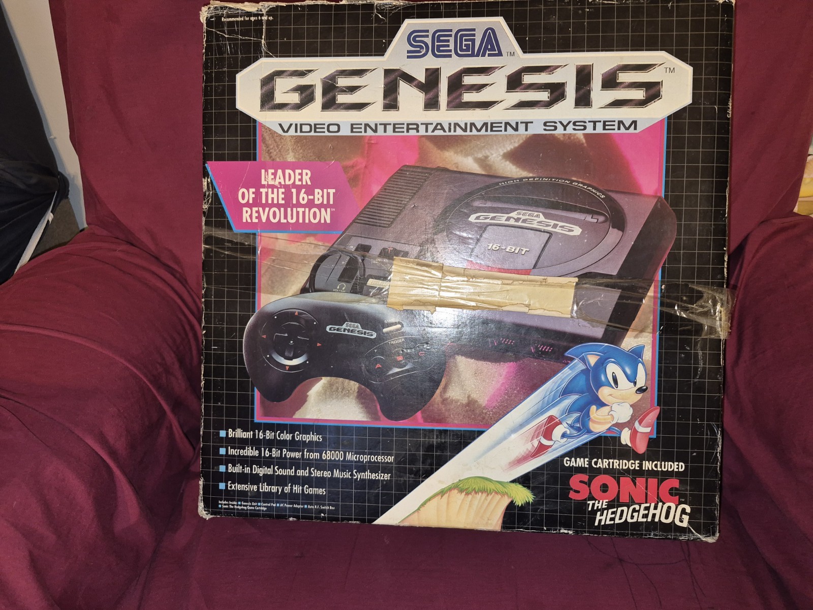 SEGA Genesis Black Home Console Stereo Sound with Controllers & 3 Games