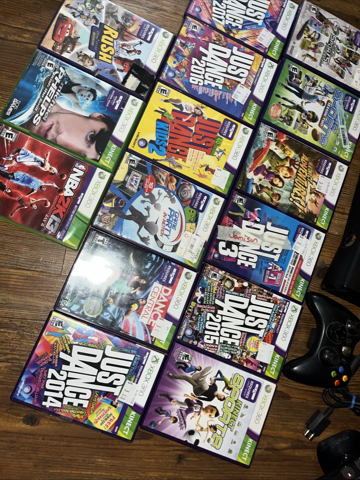 Microsoft Xbox 360 S Slim Kinect Bundle Controller Cords Kinect Games Lot