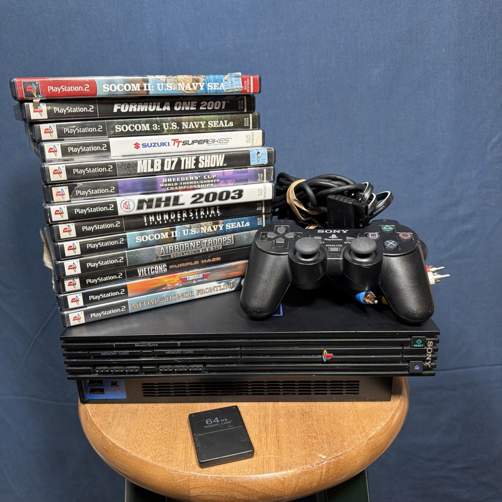 Sony Playstation 2 Fat PS2 Console SCPH-30001 w/ Controller Cables & 13 Games