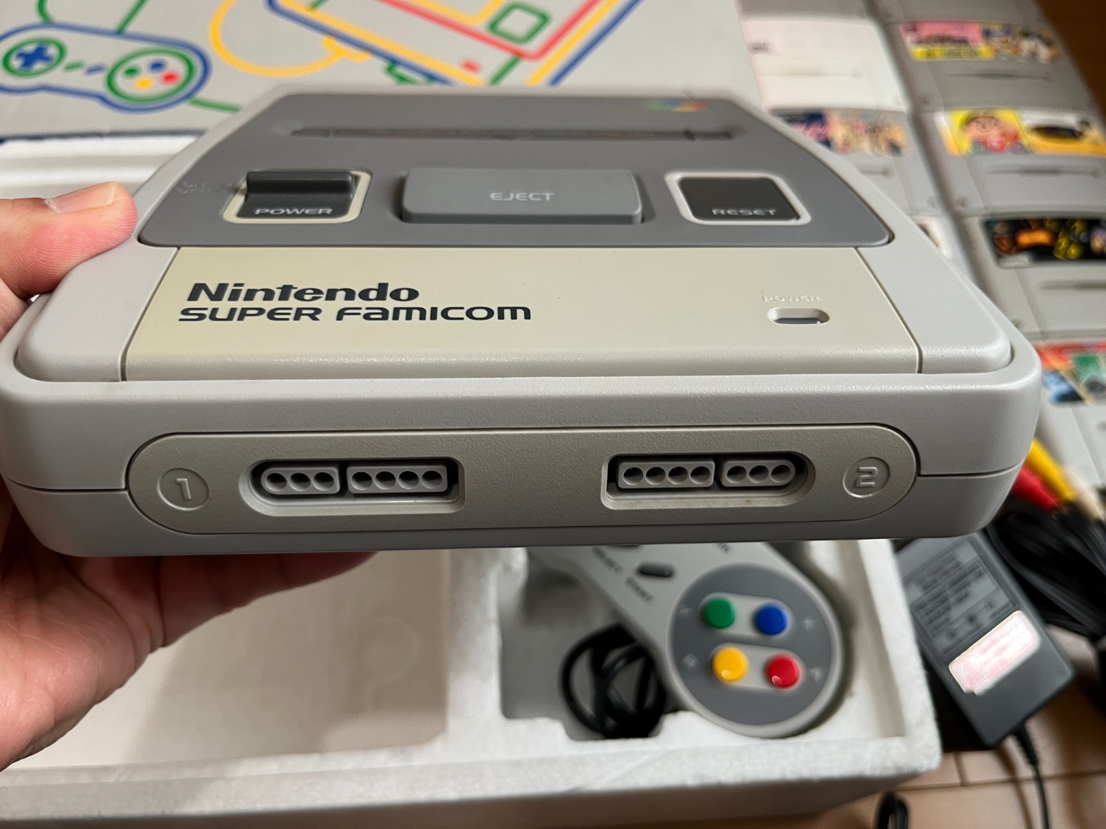Nintendo Super Famicom Console & 10 Games & BOX & Manual 0523
