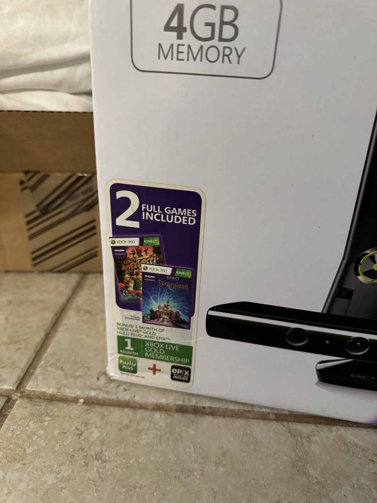Microsoft Xbox 360 Kinect 4GB Wi-Fi HDMI Home Console Bundle 2 Games Black