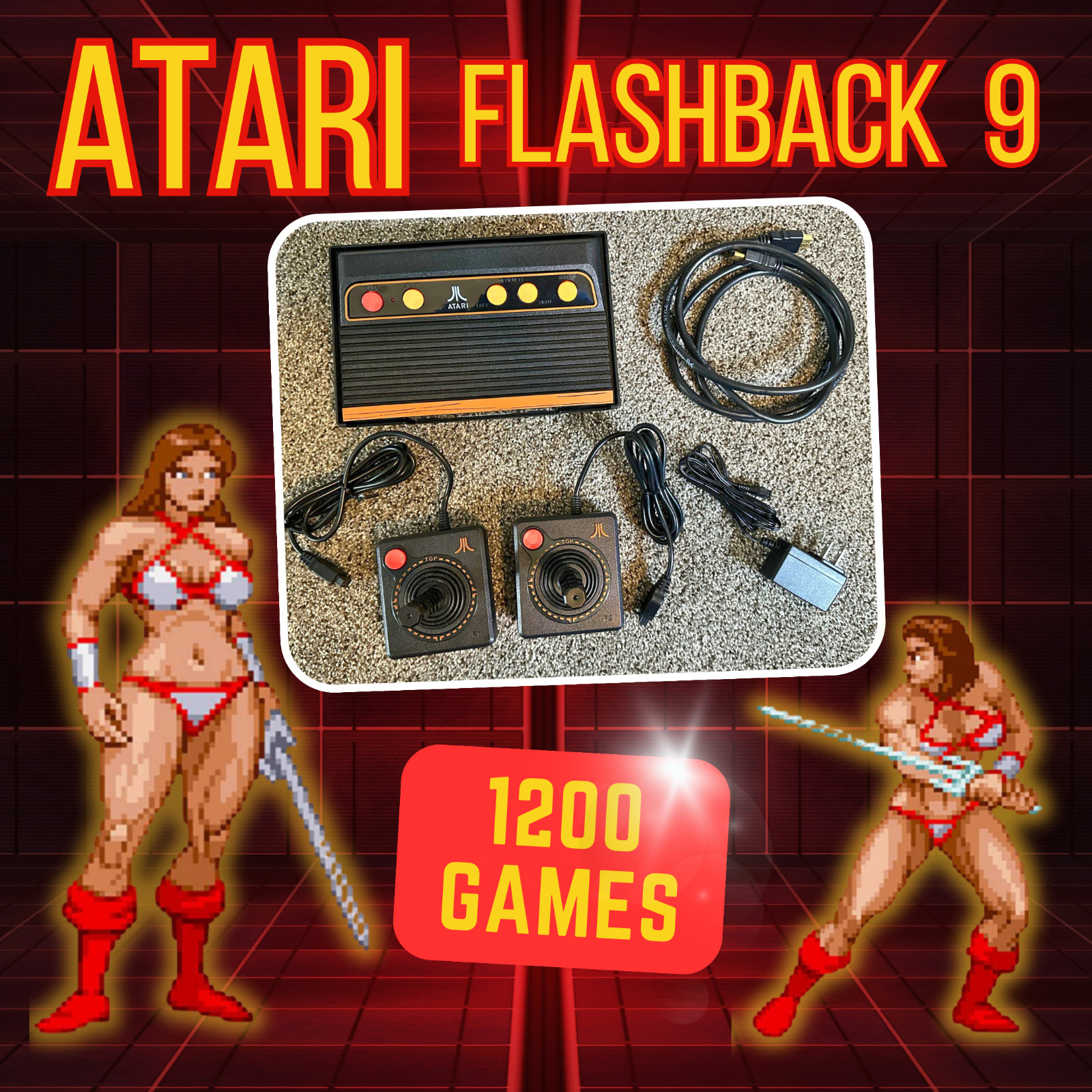 Atari Flashback 9 HDMI Retro Console Built-in Games 1200 2 Controllers AtGames