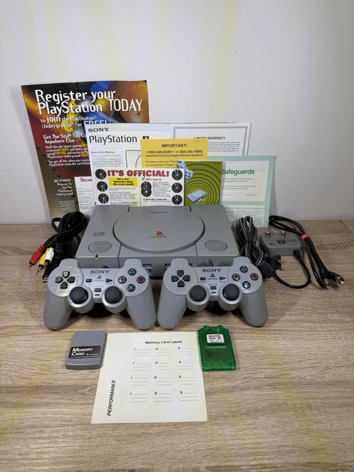 Sony PlayStation 1 PS1 Console Bundle (SCPH-7001) W/ Reg Card Manual & Inserts ✅