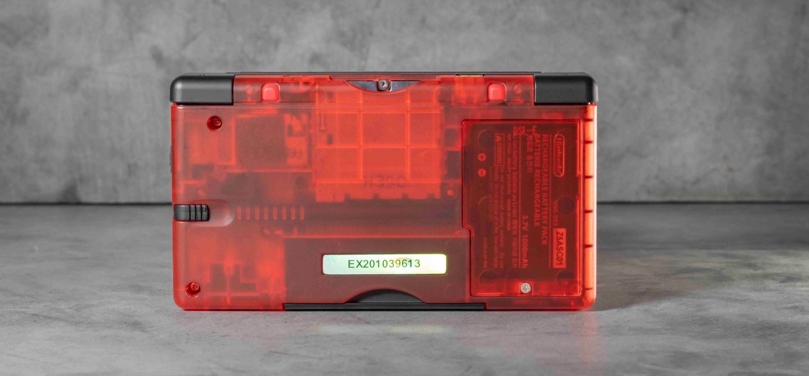 Nintendo DS Lite Custom Transparent Red and Matte Black Shell , Red & Purple LED
