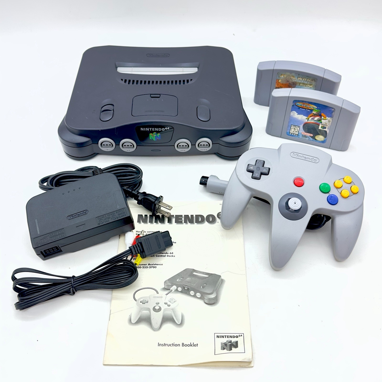 Nintendo 64 N64 Console Bundle NUS-001 Japan TESTED Controller 2 Games Manual