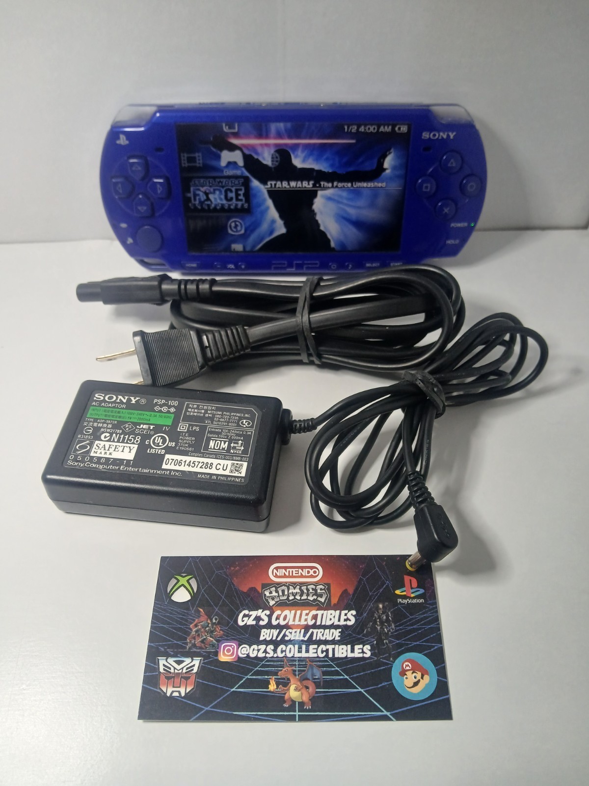 ✅ SONY PSP 1001 USA 💙 BLUE HANDHELD CONSOLE TESTED WORKING