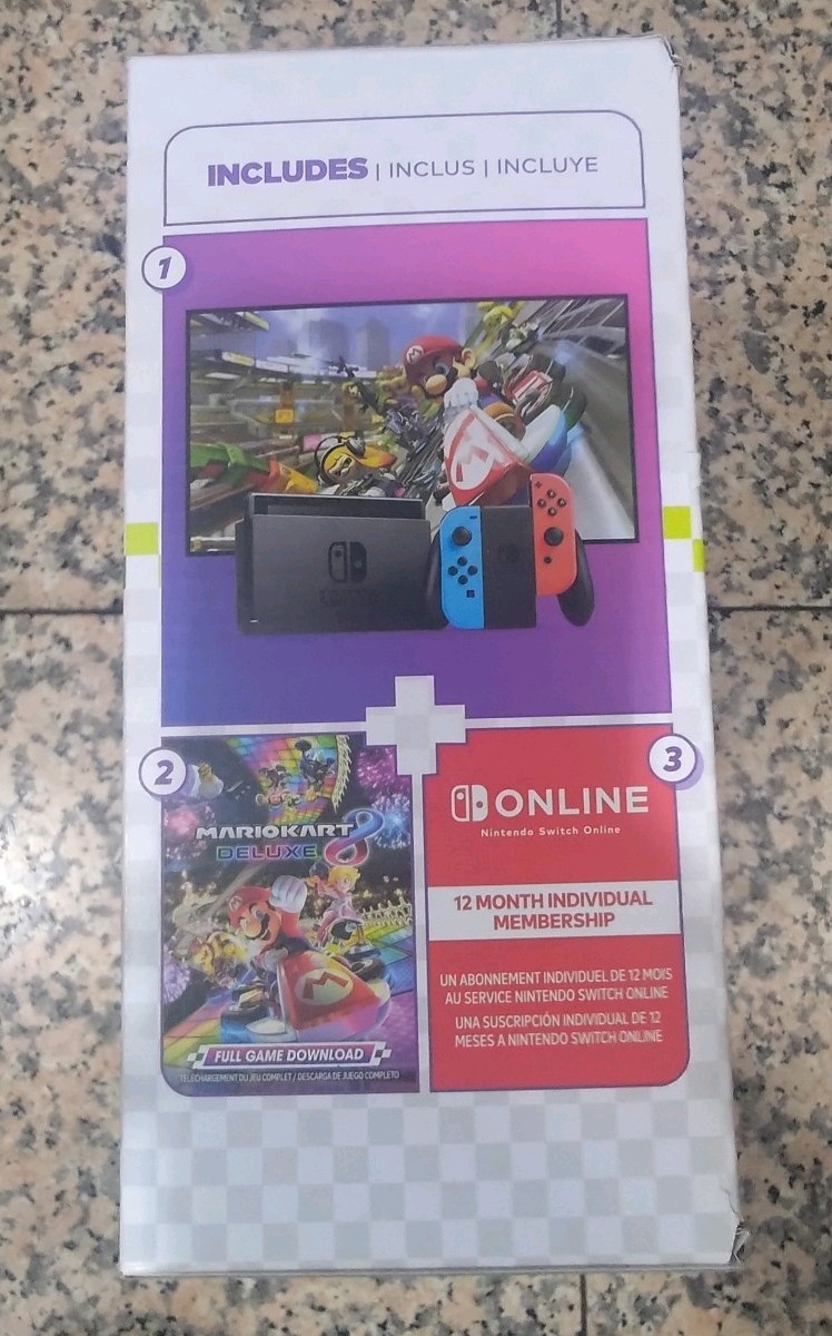 New Nintendo Switch + Mario Kart 8 Deluxe Console Bundle + 12 month Subscription