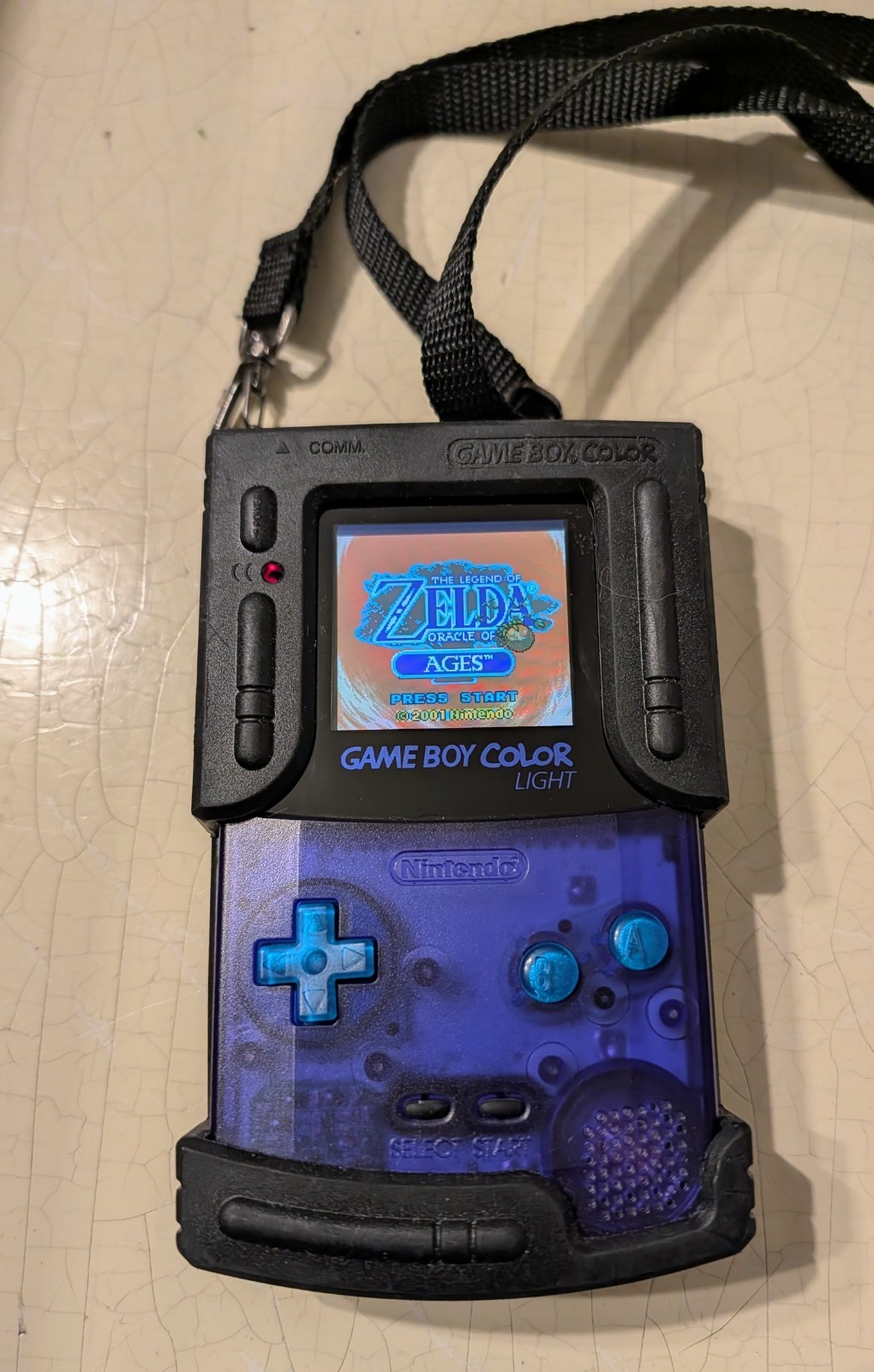 Custom GBC GAME BOY COLOR BACKLIT LCD Purple Shell Blue Buttons Black Protector