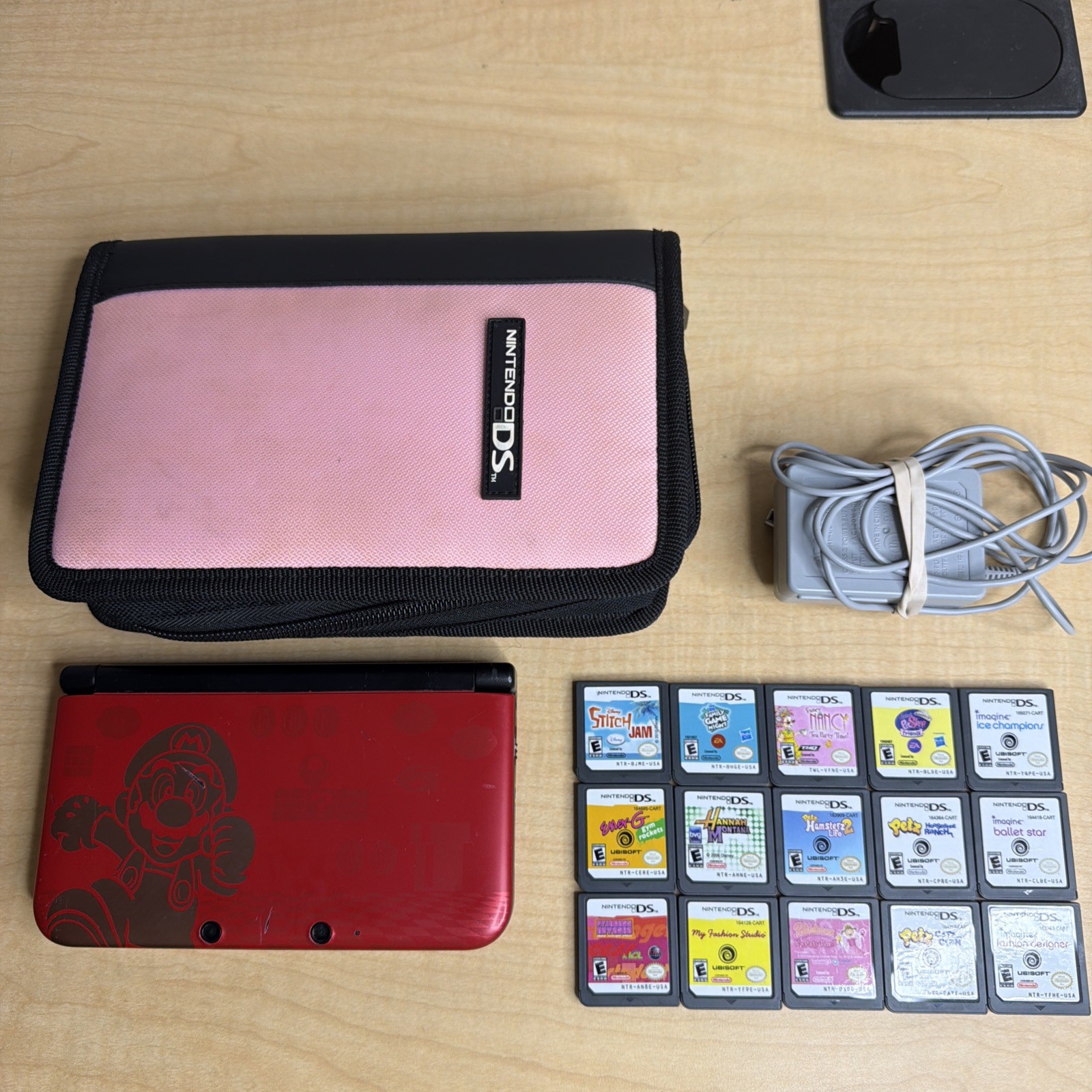 Nintendo 3DS XL Mario Bros 2 Edition Bundle with 15 DS Games + Charger , Case