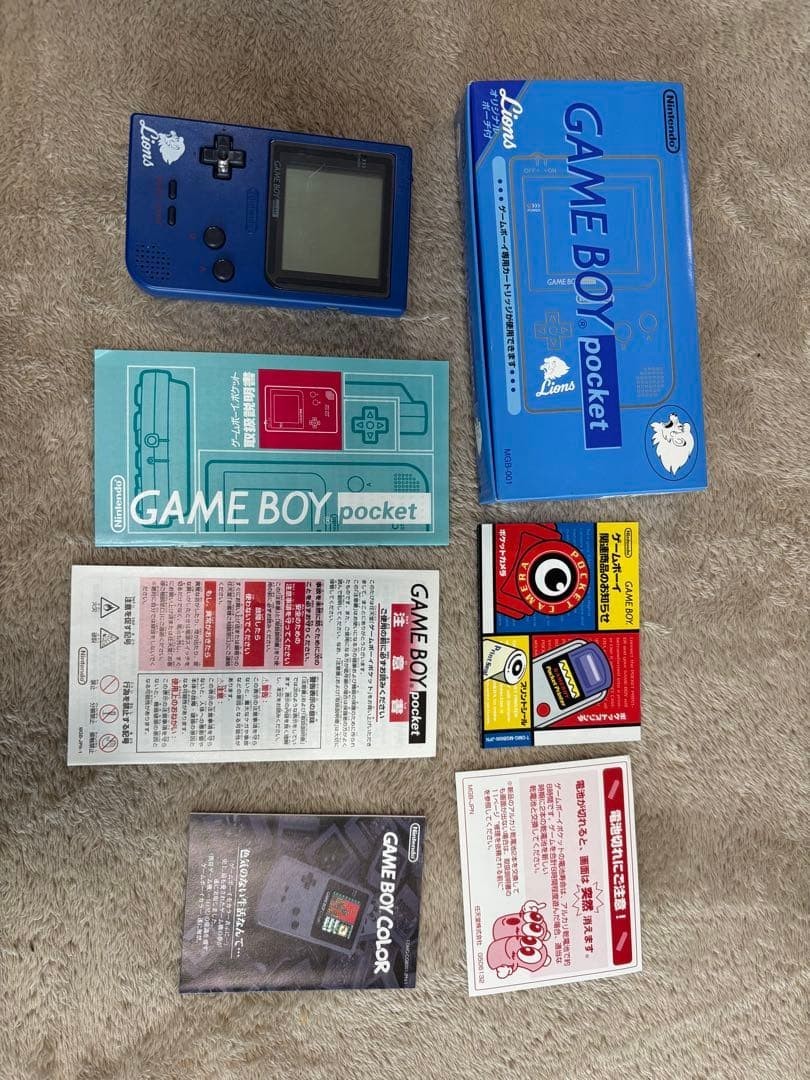 Game Boy Pocket, Blue, Seibu Lions logo, MGB-001, with box, used.