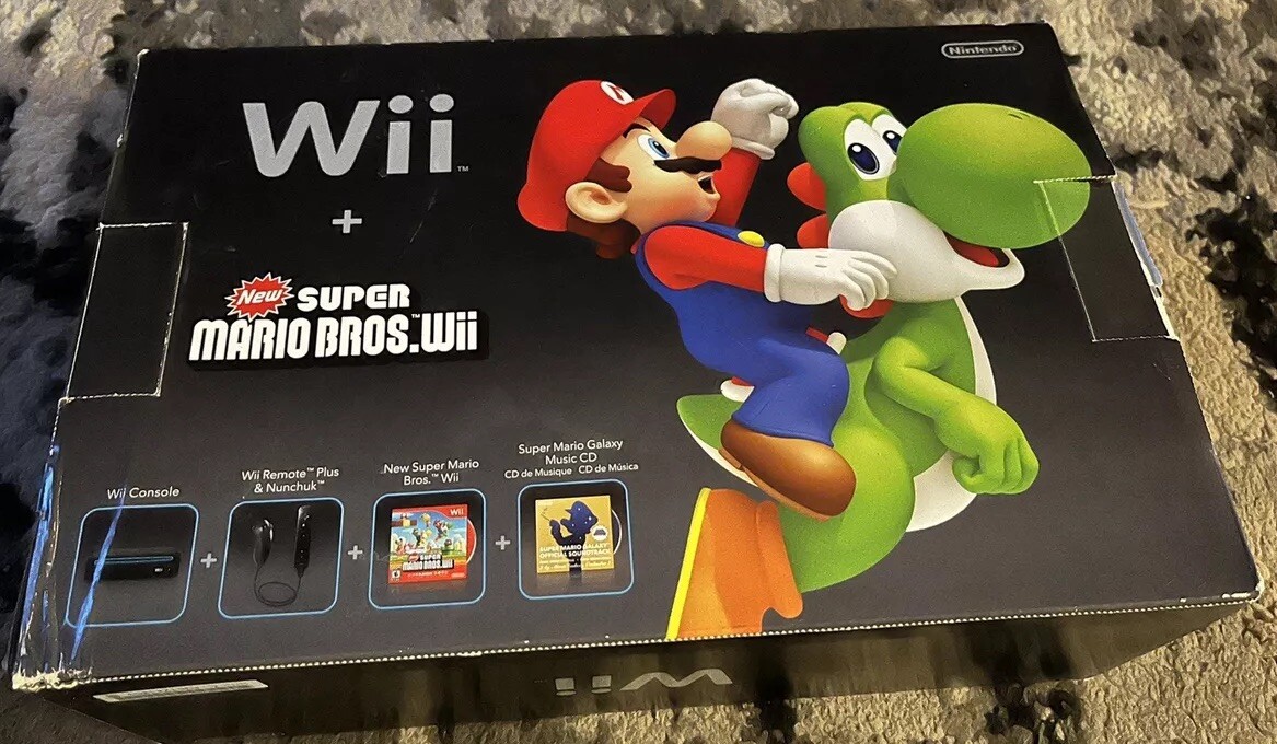 Black Wii Console Super Marios Bundle TESTED WORKING GAME NOT INCLUDED