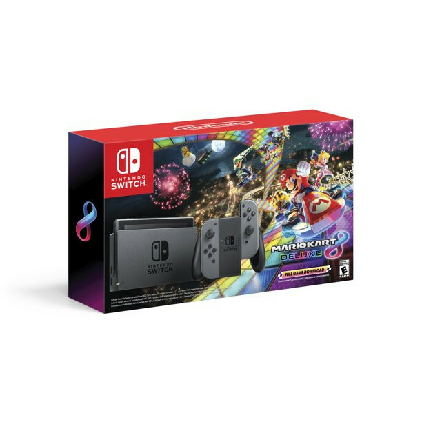 Nintendo Switch w Neon Blue & Neon Red Joy-Com+Mario Kart 8 Deluxe Full Download