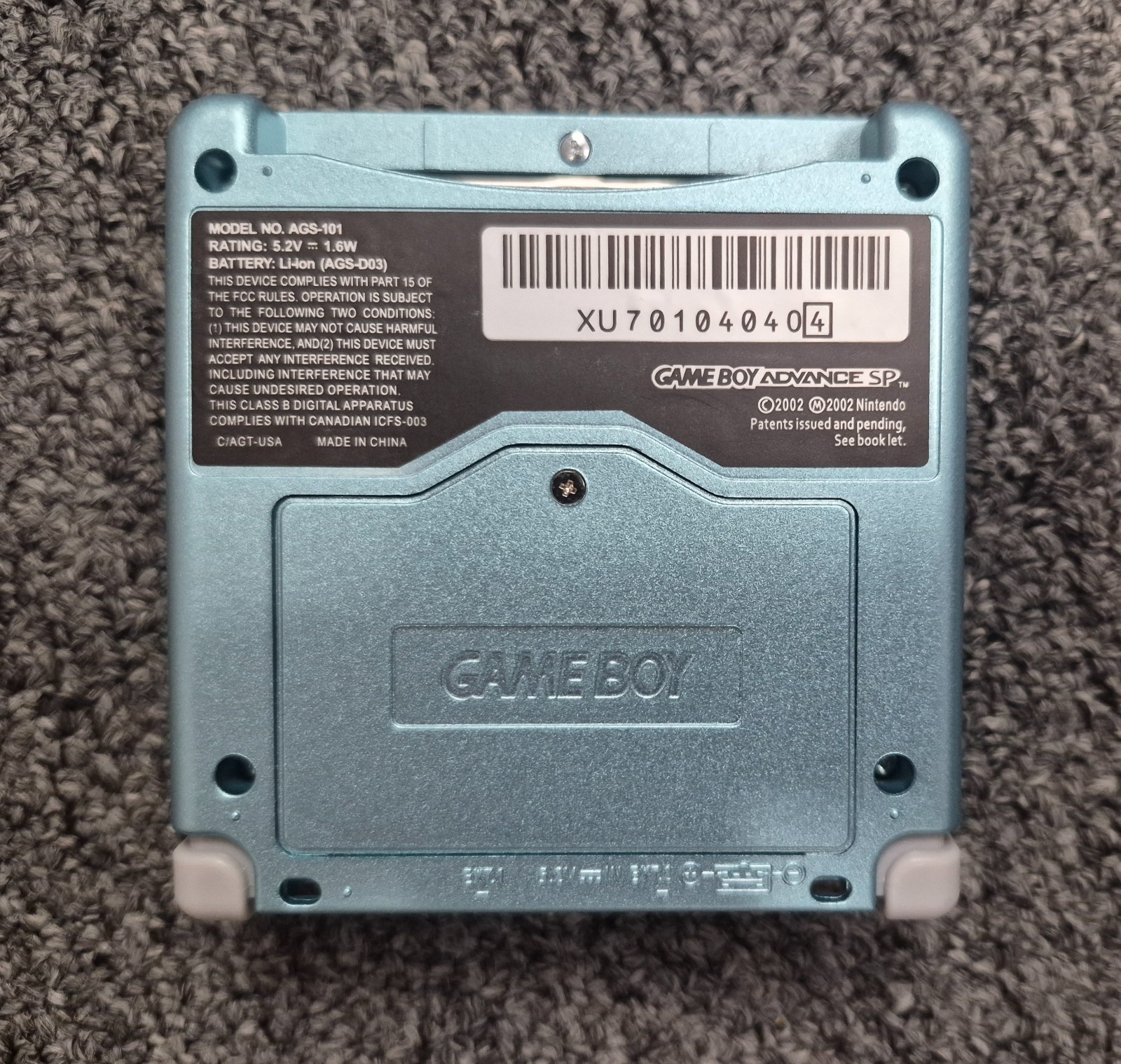 Nintendo Game Boy Advance SP AGS 101 Pearl Blue Bright Version Backlit