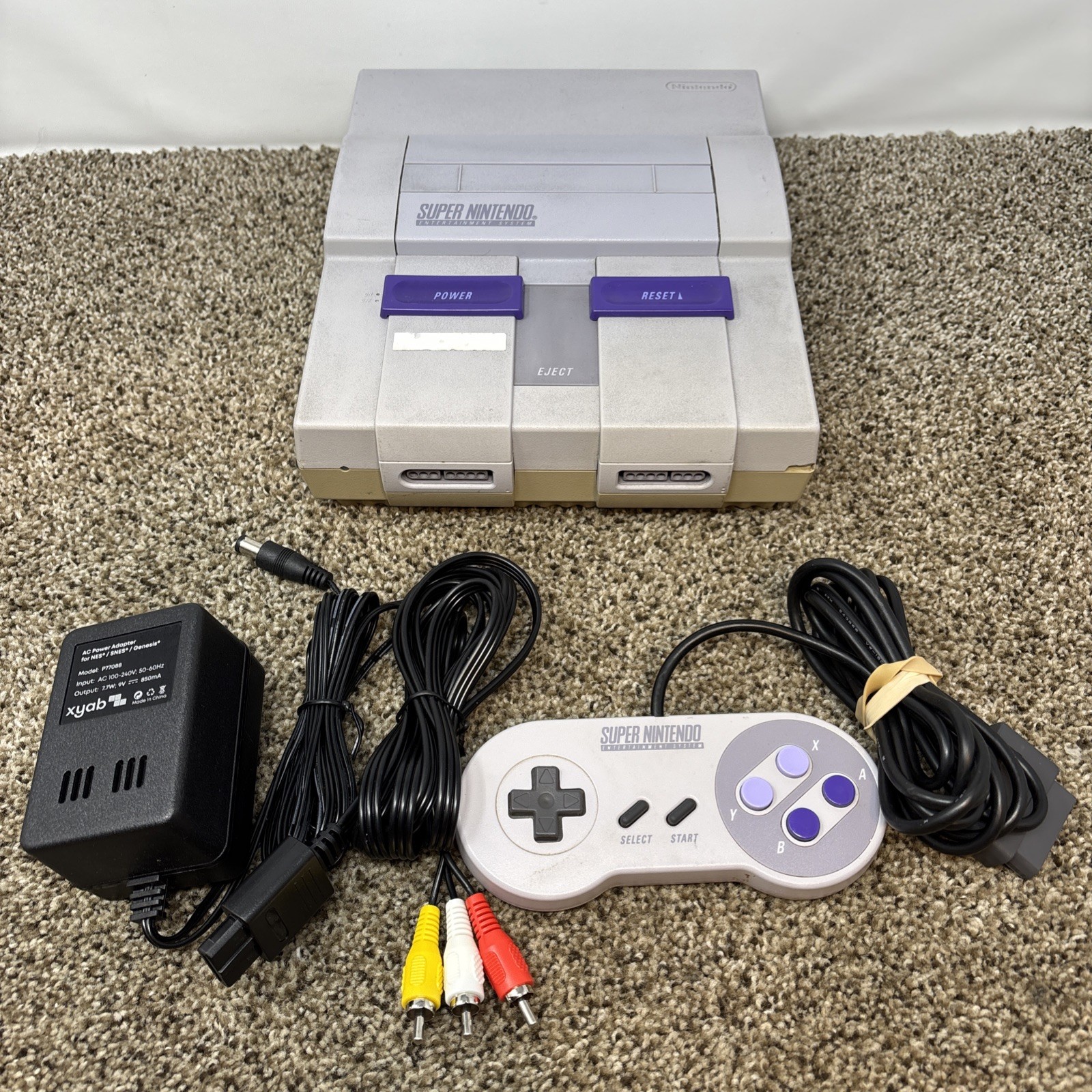 Super Nintendo SNES Console Bundle With Controller Cables Tested