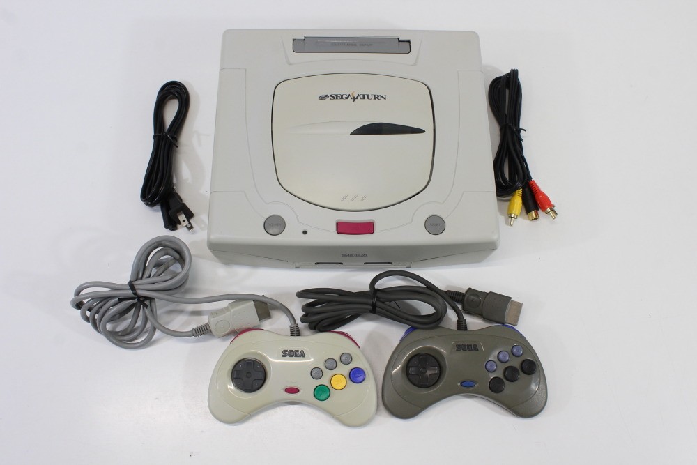 SEGA Saturn White Console Controller x2 AC AV HST-3220 SS JP Japan WORKING #4