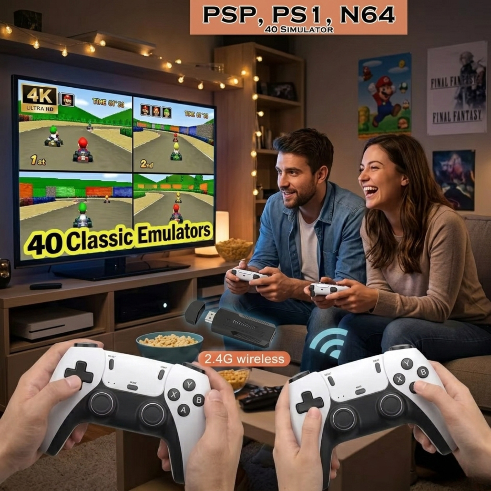 X2PRO 4K Retro Game Console 3D Arcade TV Wireless 2-4P PSP PS1 GBA