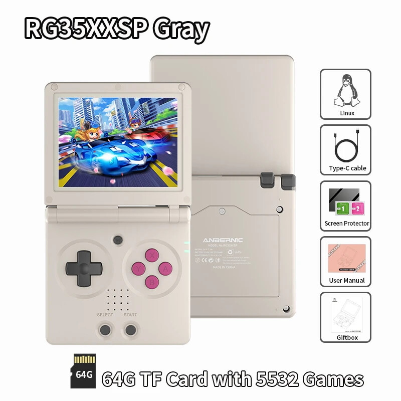 ANBERNIC RG35XXSP Retro Handheld Game Console Linux 64G 5K+ Game 3.5″ IPS Screen