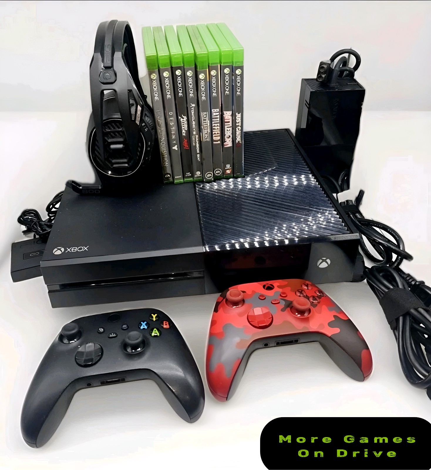 XBOX ONE 1TB Optimized | 2 Controllers | RIG 800Headset | Account | 8 Game Lot