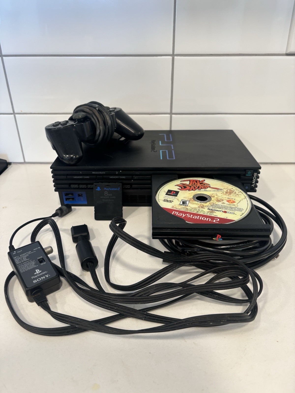 PlayStation 2 Console Bundle Powers On w/ Controller & 8MB Memory Card + Game