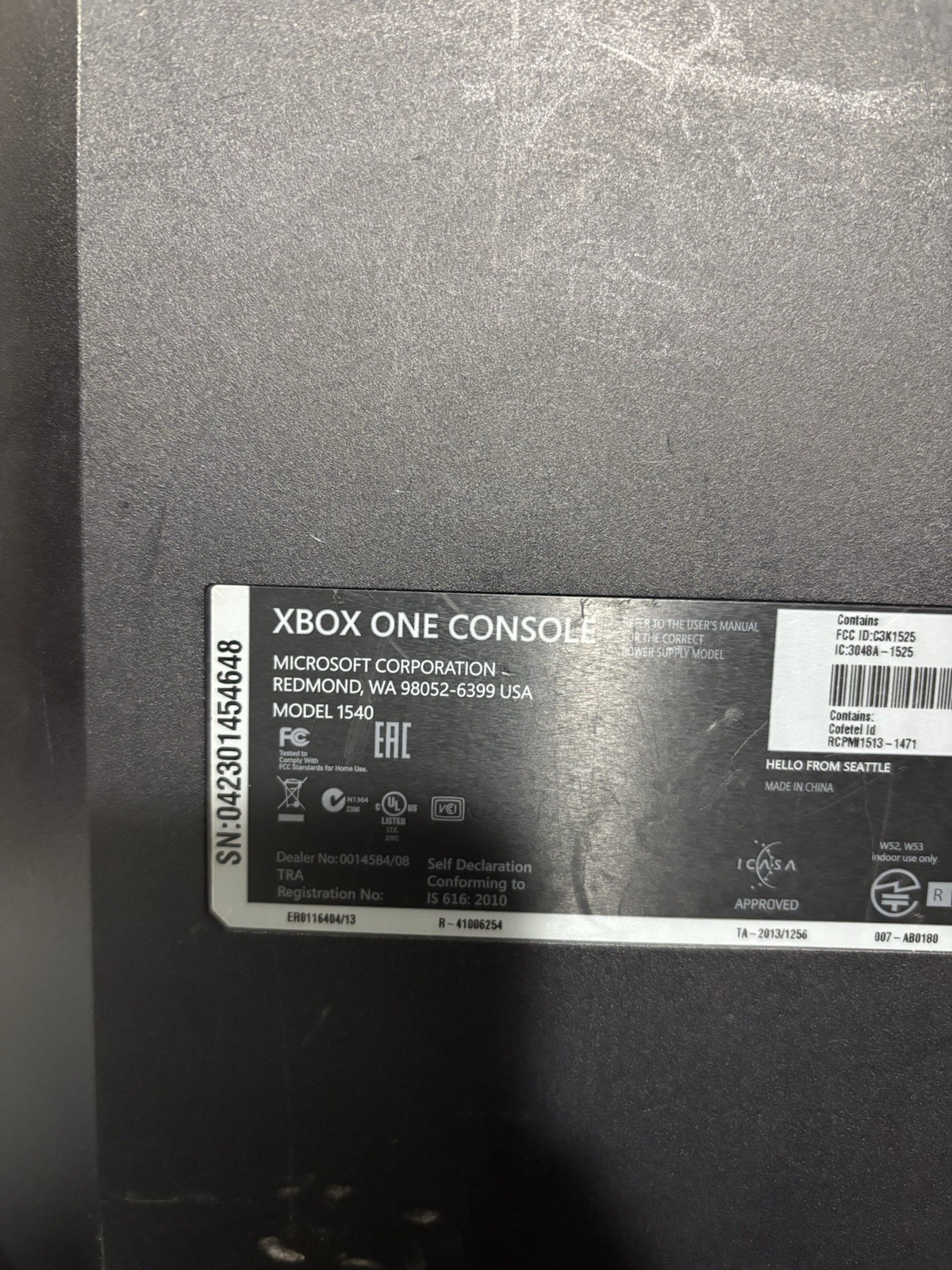 Microsoft Xbox One Console 500GB Black Model 1540 Console Only Can’t Read Discs