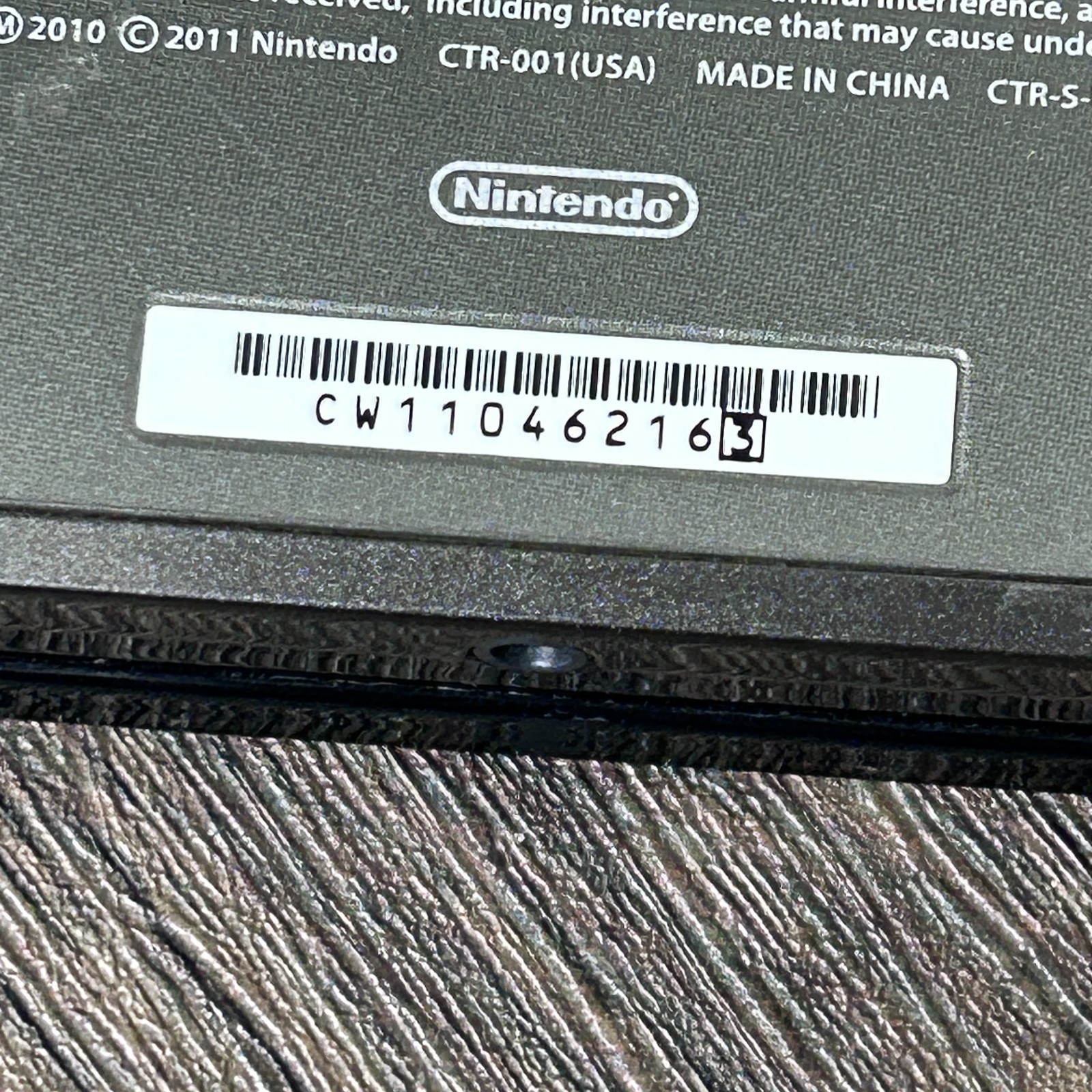 NINTENDO 3DS CTR-001(USA) Black & Grey Console with Stylus Only NO Charger 4931