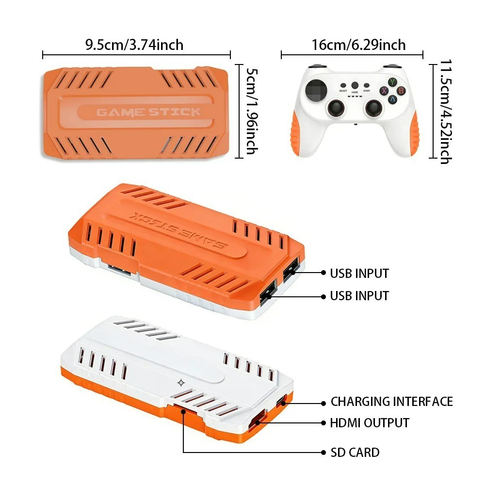 X10 PRO Retro Game Stick 128GB 50000+ Games 4K HDMI Console w 2 Controllers