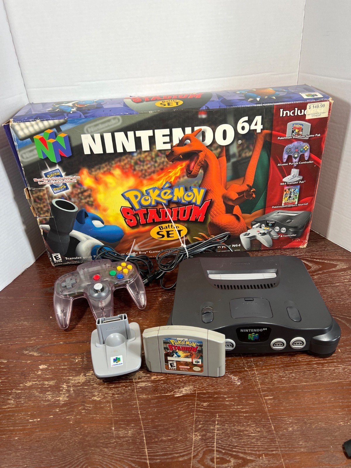 Nintendo 64 Pokemon Stadium Battle Set With Atomic Purple Controller & Transfer