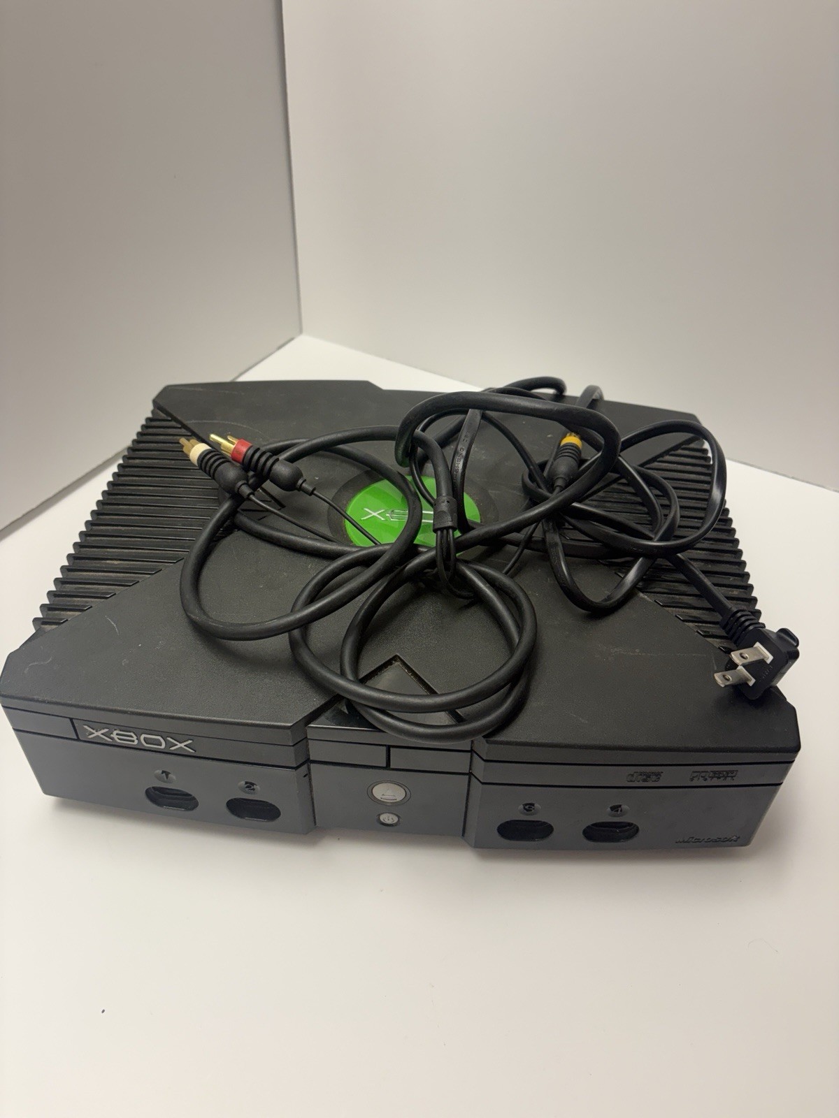 Microsoft Xbox Black Console 480p Composite RCA Memory Slot w AV Cable FOR PARTS