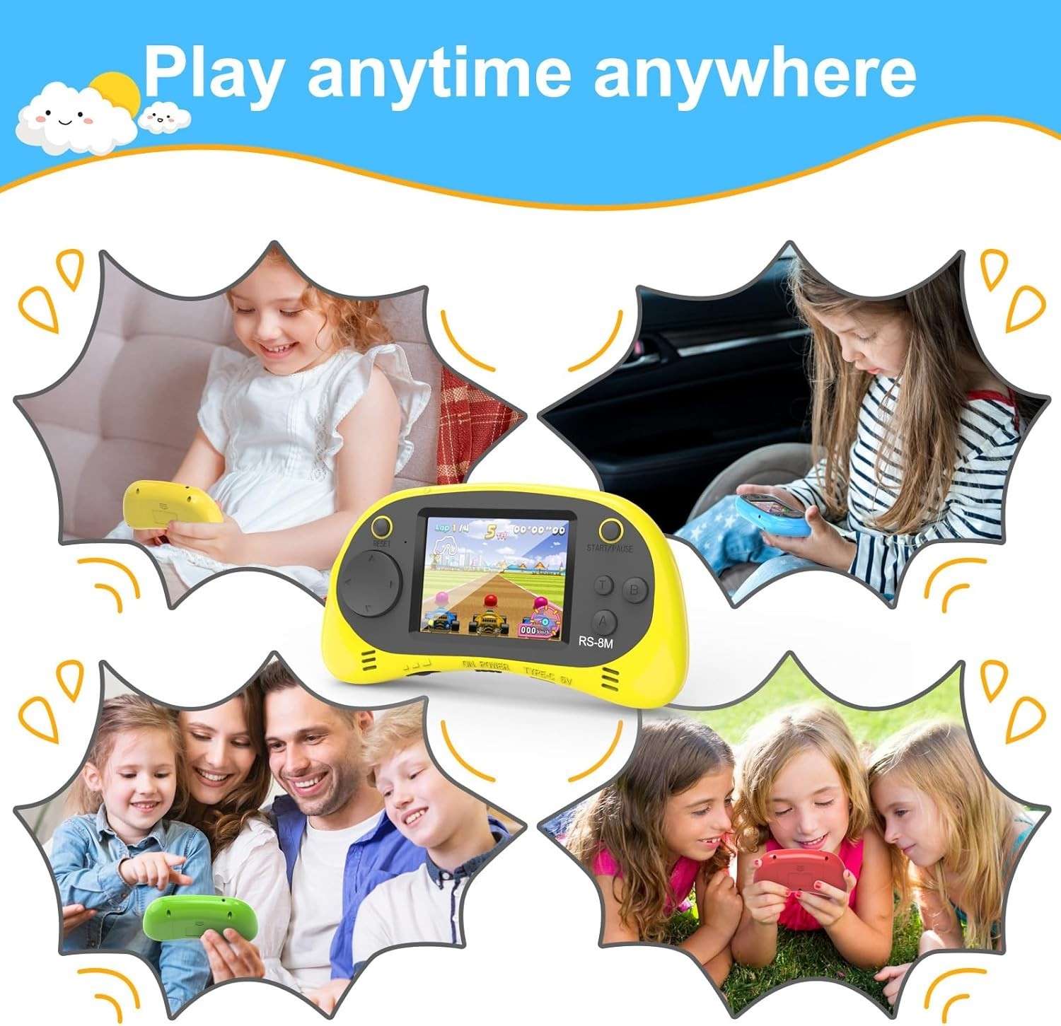 Kids Handheld Game Player – 220 Built-in Games, 2.5″ IPS Display, Rechargeable