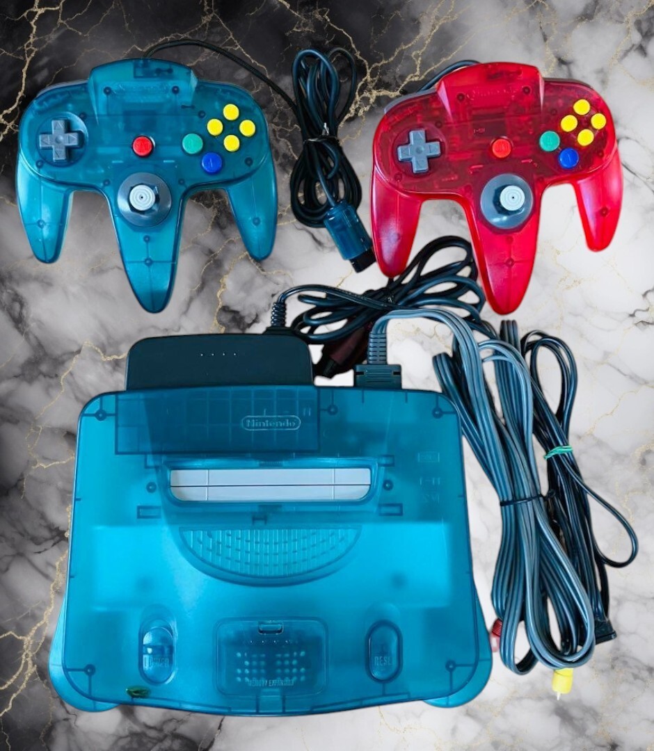 Nintendo 64 Clear Blue Console N64 Chose Original Controller Cables REGION FREE