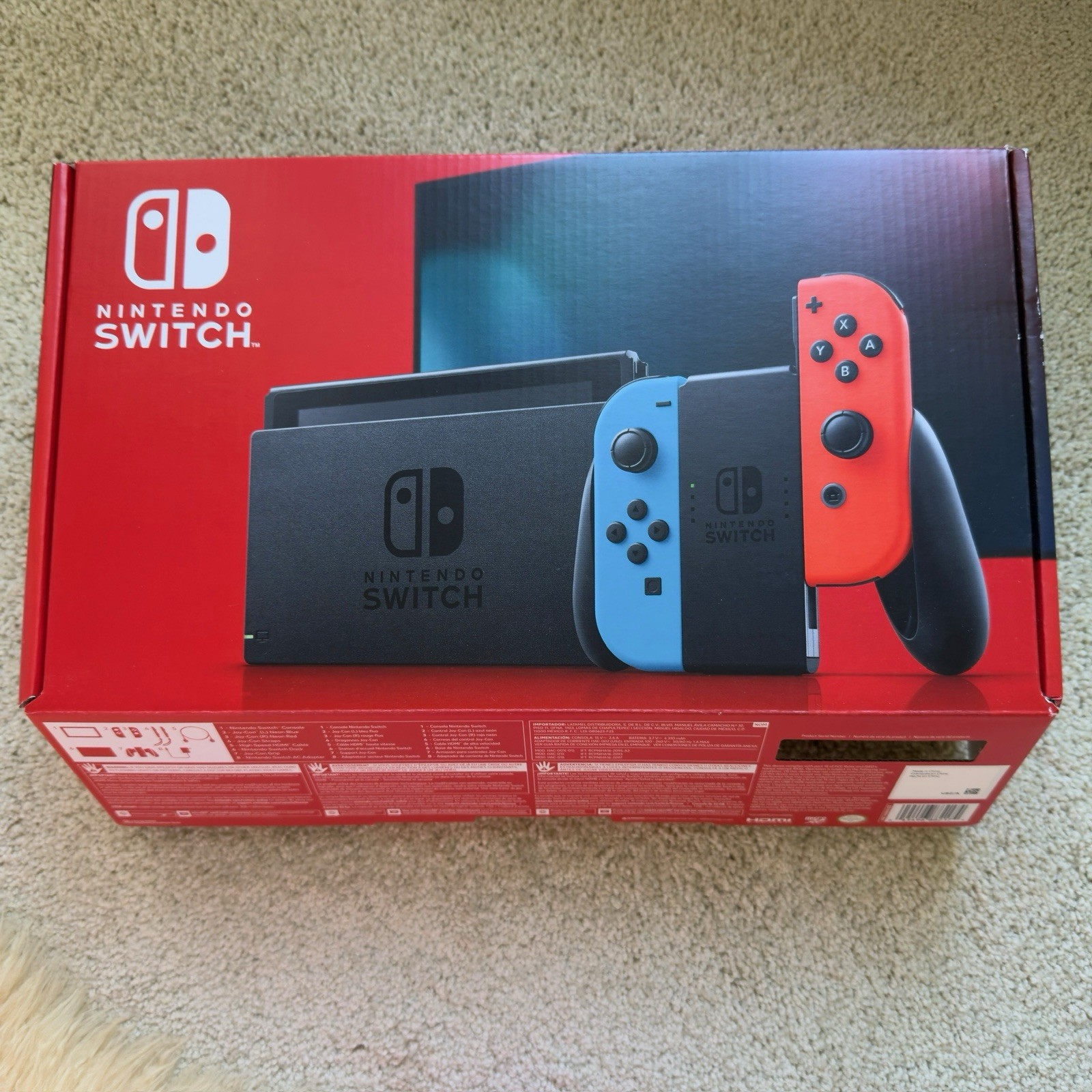 Nintendo Switch Blue/Red JoyCons, Micro SD, Dock, Cables, Case, Screen Protector