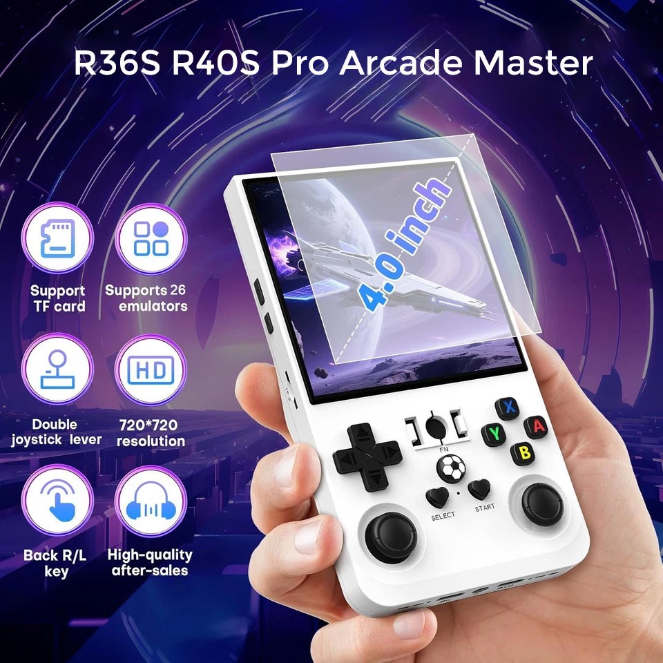 R36S R40S PRO Handheld Video Game Console 30000 Games 3.5 Inch Screen