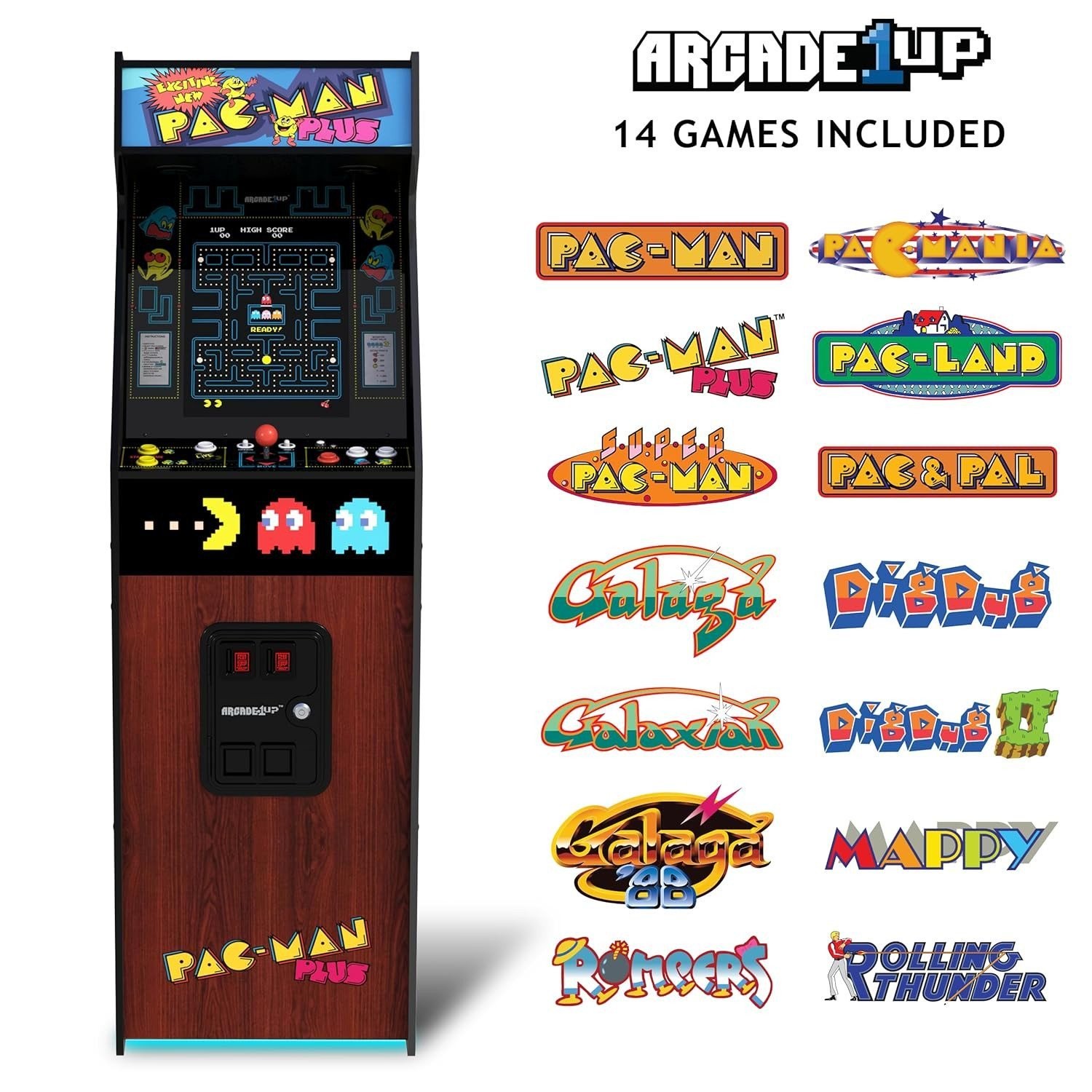 Arcade1Up Pac-Man Plus Deluxe Arcade Machine 14 Games WiFi 5ft Tall A1U