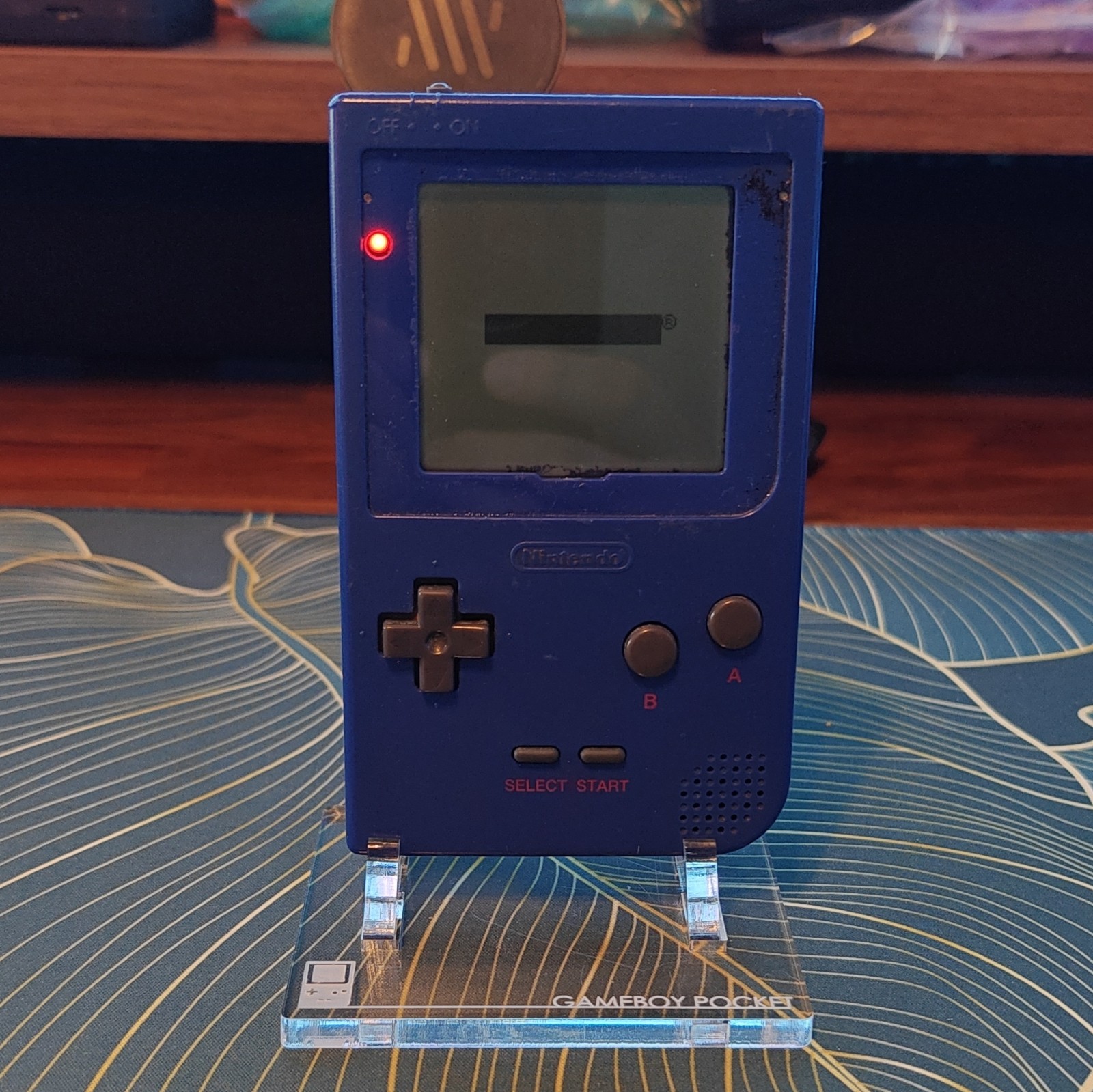 Nintendo Game Boy Pocket MGB-001 Blue Handheld System with acrylic stand 1996