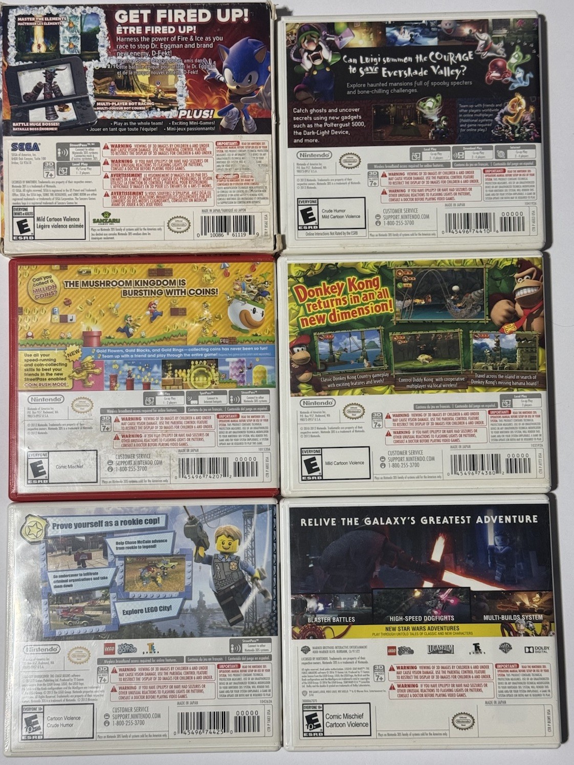 Nintendo 2DS Red Bundle w/ Mario Luigi DK Sonic Boom 3DS Games