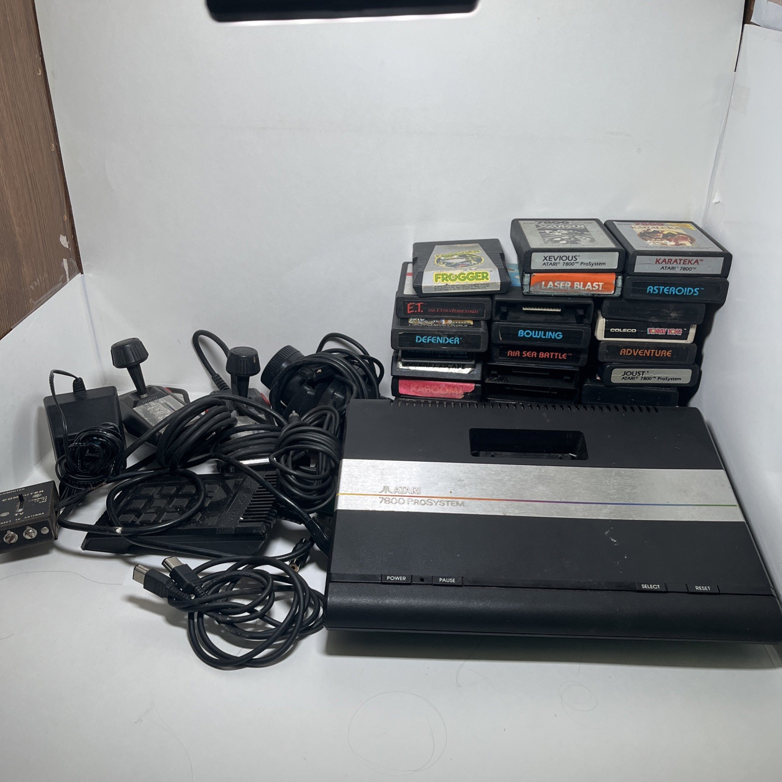 Atari 7800 Console, 2 Controller And 29 Games Lot + Cables READ DESC