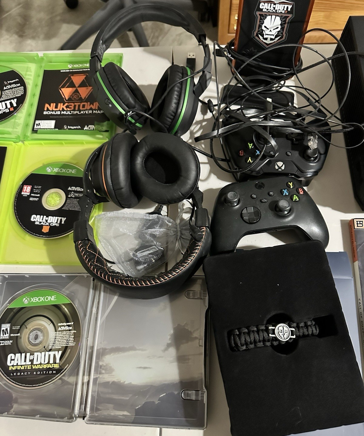 Microsoft Xbox One in box 1TB expansion 7games 2 headsets 3 controllers plus