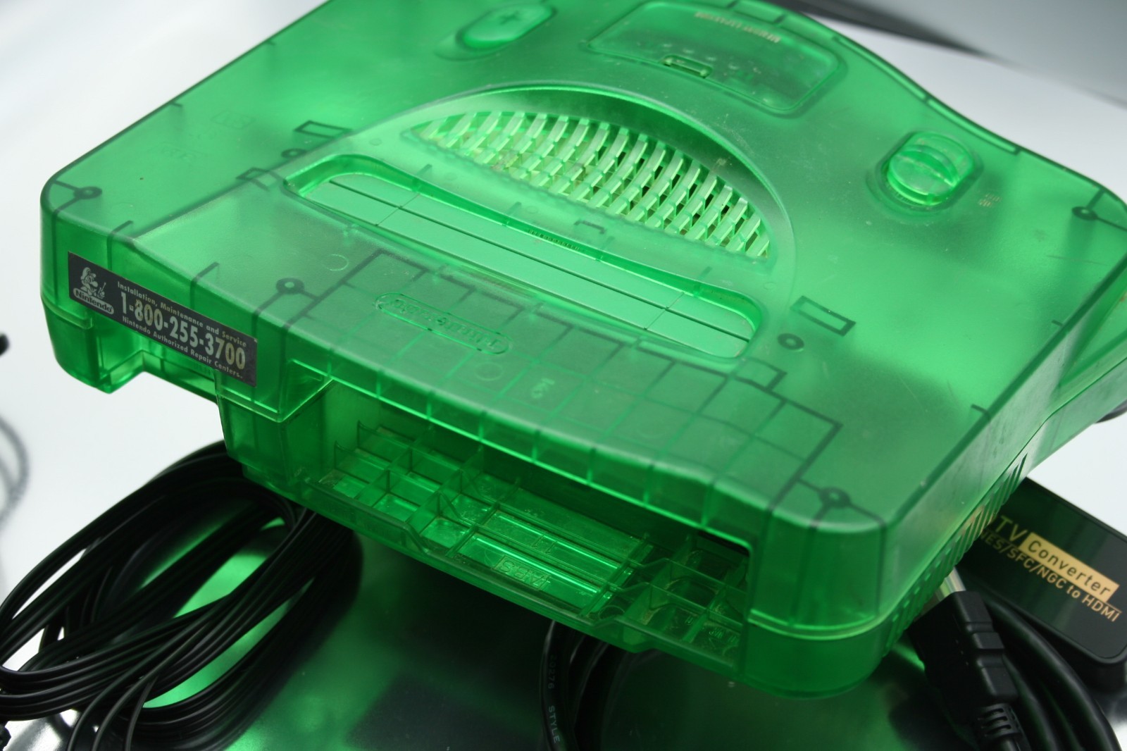 N64 Nintendo Jungle Green Console + Expansion Pack POWER ADPTR, A/V CABLES, HDMI