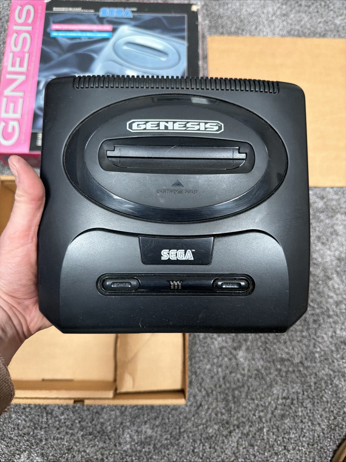 SEGA Genesis Model 2 Core System CIB w/ Sonic 2 Cardboard Inserts OEM WORKING