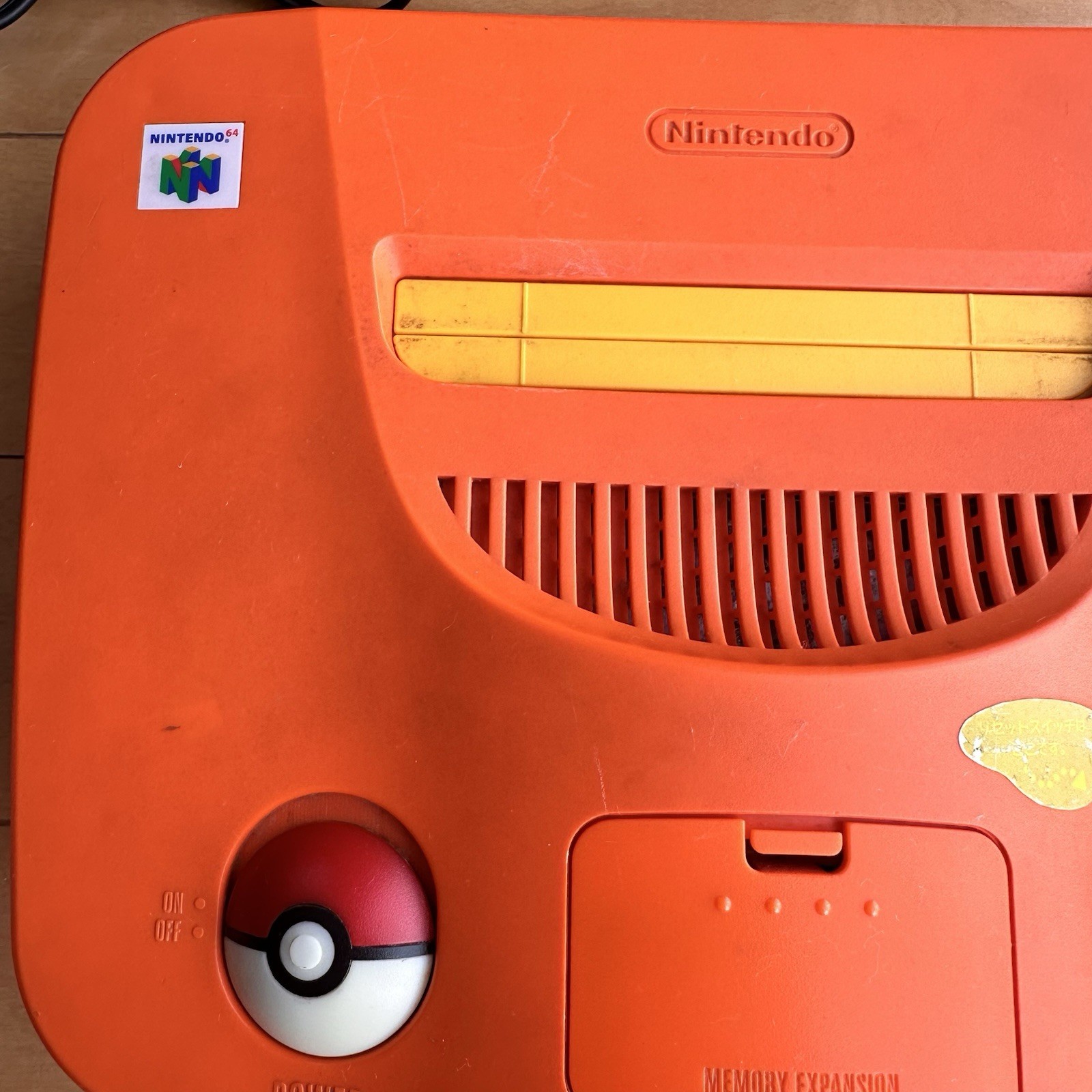 Nintendo 64 N64 Pokemon Pikachu Console Orange two Controllers Used NTSC-J